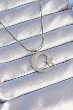 Dodes 316L Çelik Gümüş Renk Ay Yıldız Model Unisex Kolye TG27BKO8882