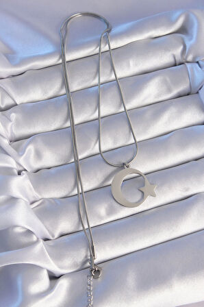 Dodes 316L Çelik Gümüş Renk Ay Yıldız Model Unisex Kolye TG27BKO8882