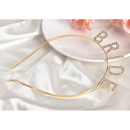 Dodes Altın Gold Renk Bekarlığa Veda Kristal Taş Bride Tacı İthal