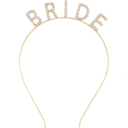 Dodes Altın Gold Renk Bekarlığa Veda Kristal Taş Bride Tacı İthal