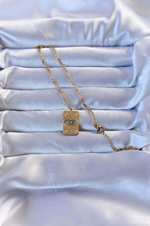 Dodes Dodes 316L Altın Renk İşlemeli Nazarlı Vintage Kolye TG27BKO9268