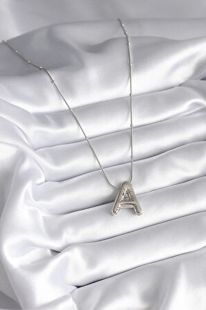 Dodes 316L Çelik Gümüş Renk Bubble "A" Harf Model Kadın Kolye TG27BKO8308