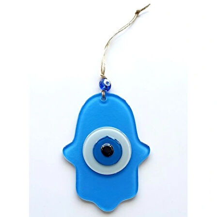 Dodes Nazar Boncuklu Bebek Mavisi Renginde Fatma Ana Bereket Eli Cam Duvar Süsü