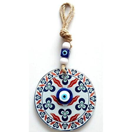 Dodes Üç Damla Desenli Nazar Boncuklu Füzyon Cam Duvar Süsü