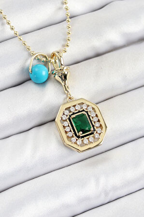 Dodes Gold Renk Pirinç Zirkon Taşlı Kadın Serenay Kolyesi TG27BKO10304