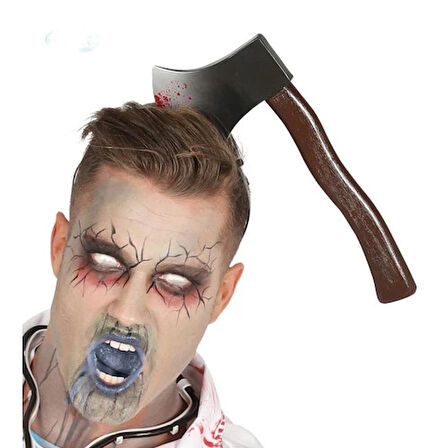 Dodes Kafaya Saplanmış Halloween Kanlı Balta Şaka Tacı