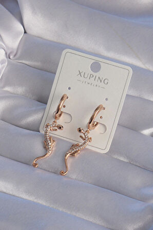 Dodes Dodes XUPİNG Rose Renk Zirkon Taşlı Kertenkele Model Halka Küpe TG27BKP9368