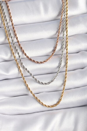 Dodes Dodes 316L Çelik Mix Renk Burgu Zincir Model Kadın Kolye TG27BKO9287