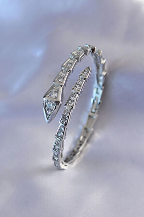 Dodes Dodes VIP Seri Yılan Model Gümüş Renk Kadın Kelepçe Bileklik TG27BB5488