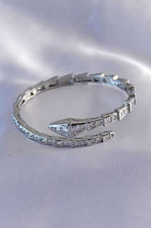 Dodes Dodes VIP Seri Yılan Model Gümüş Renk Kadın Kelepçe Bileklik TG27BB5488