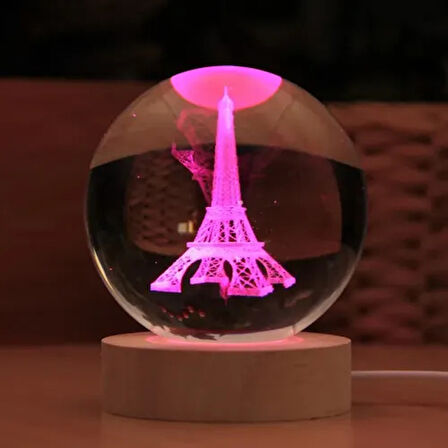 Dodes Dekoratif Eyfel Kulesi Tasarımlı Işıklı Cam Küre