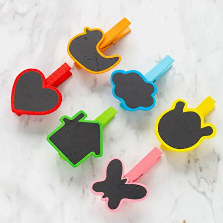 Dodes Desenli Notlu Ahşap Mandal (6'lı Set - 10 Paket)