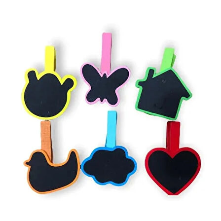 Dodes Desenli Notlu Ahşap Mandal (6'lı Set - 10 Paket)