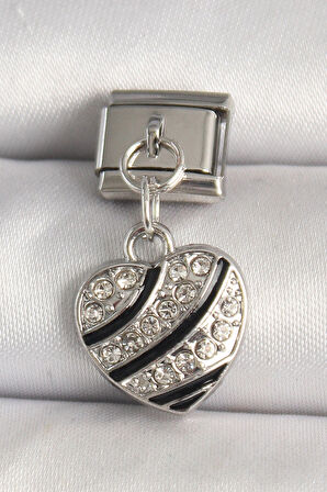 Dodes Dodes 316L Çelik Gümüş Renk Zirkon Taşlı Kalp Model Nomination Charm TG27BC1316