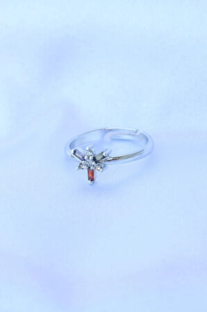 Dodes Dodes Pirinç Gümüş Renk Ayarlanabilir Renkli Zirkon Taşlı Yusufçuk Yüzük TG27BYK3185