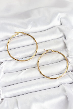 Dodes Dodes 316L Çelik Gold Renk 45 mm Halka Kadın Küpe TG27BKP11227