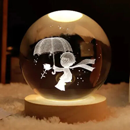 Dodes Dekoratif Küçük Prens Tasarımlı Işıklı Cam Küre