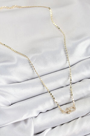 Dodes Dodes Pirinç Zirkon Taşlı Tifany Model Ezme Zincir Gold Renk Kadın Kolye TG27BKO10393