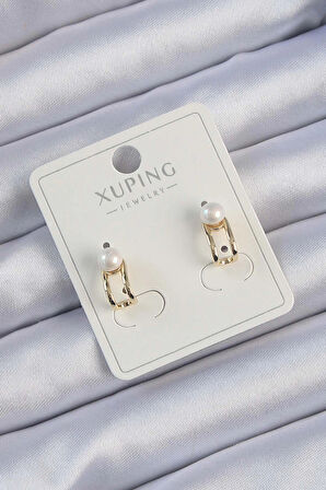 Dodes Xuping Gold Renk İnci Taşlı Halka Küpe TG27BKP9386