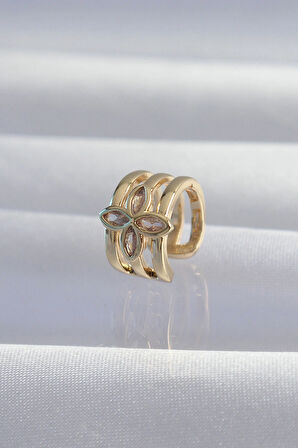 Dodes Dodes Pirinç Gold Renk Yonca Earcuff Küpe TG27BKP9331