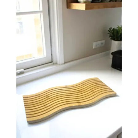 Dodes Dalgalı Çift Taraf Tasarımlı Ahşap Sunum Tepsisi