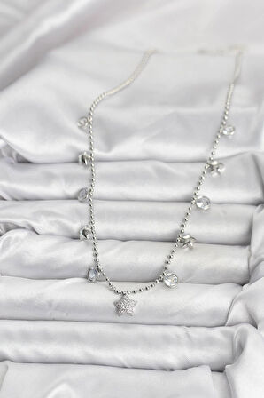 Dodes Dodes Pirinç Gümüş Renk Yıldız Model Kadın Kolye TG27BKO10650