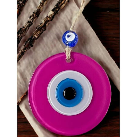 Dodes Pembe Nazar Boncuklu Duvar Süsü 10 Cm Cam Duvar Dekoru