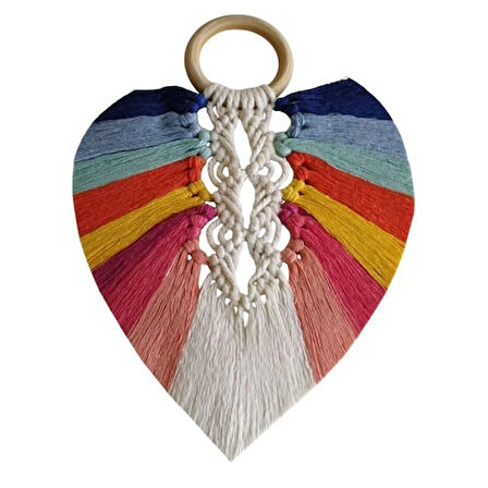 Dodes Yedi Çakra Renklerinde Yaprak Makrome Duvar Dekoru