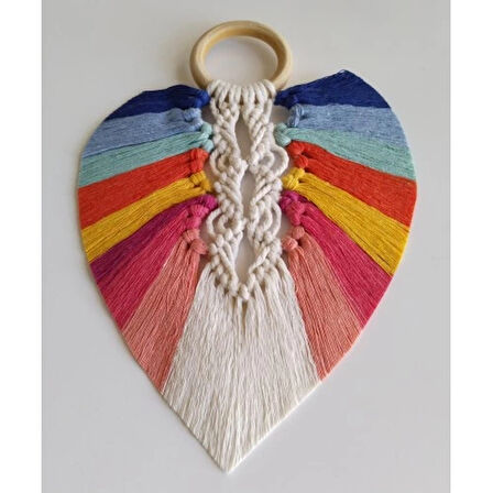 Dodes Yedi Çakra Renklerinde Yaprak Makrome Duvar Dekoru