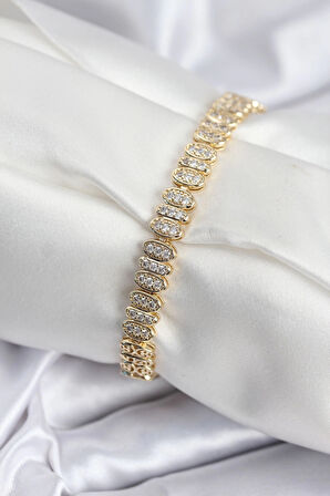 Dodes Pirinç VIP Seri Gold Renk Oval Sıralı Kadın Bileklik TG27BB7926