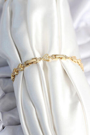 Dodes Pirinç Gold Renk Kalp Model Kadın Bileklik TG27BB7982