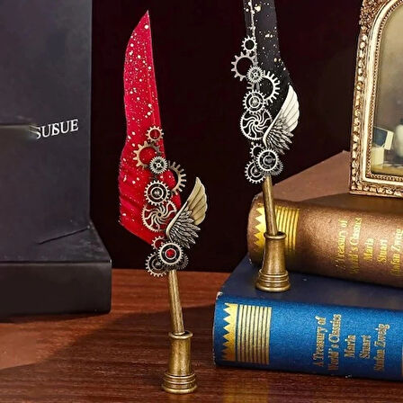 Dodes Tüylü Mürekkepli Divit Kalem Seti