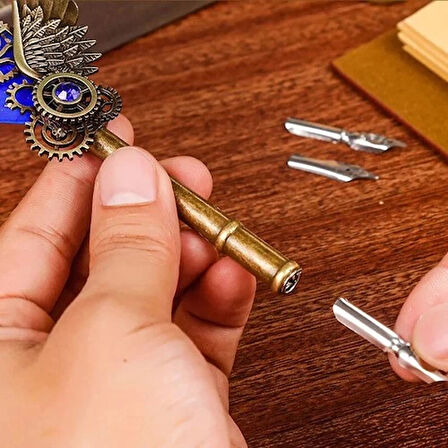 Dodes Tüylü Mürekkepli Divit Kalem Seti