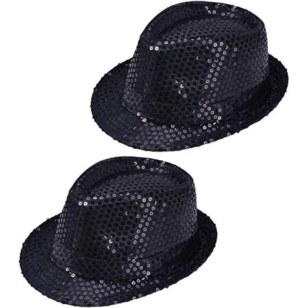 Dodes Çocuk Boy Siyah Payetli Şapka Gösteri Şapkası Michael Jackson Şapkası 54 No