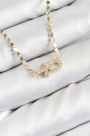 Dodes Pirinç Zirkon Taşlı Tifany Model Ezme Zincir Gold Renk Kadın Kolye TG27BKO10393
