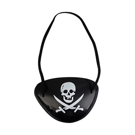 Dodes Siyah Renk Kuru Kafa Baskılı Plastik Korsan Göz Maskesi Korsan Göz Bandı