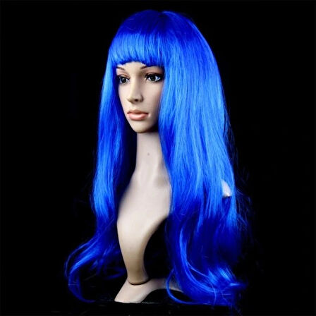 Dodes Mavi Renk Uzun Parti Peruğu