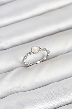 Dodes Pirinç Gümüş Renk Kalpli Model Kadın Yüzük TG27BYK3875