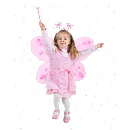 Dodes Toz Pembe Kelebek Kanadı Tacı ve Sopası