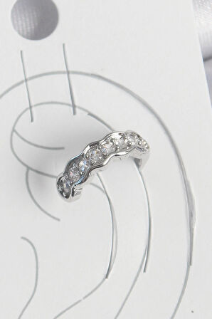 Dodes Pirinç Gümüş Renk Zirkon Taşlı Kıkırdak Model Kadın Küpe TG27BKP10552