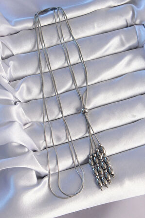 Dodes Dodes 316L Çelik Gümüş Renk Boyu Ayarlanabilir Sallantılı Model Kolye TG27BKO8886