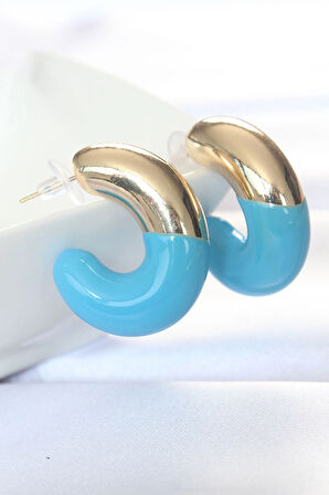 Dodes Dodes CCB Mavi Gold Çift Renk Küpe TG27BKP8876