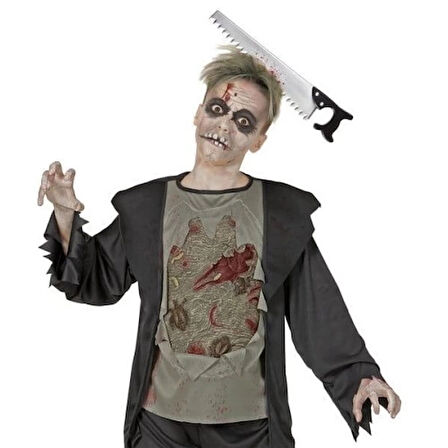 Dodes Kafaya Saplanmış Halloween Kanlı Testere Şaka Tacı