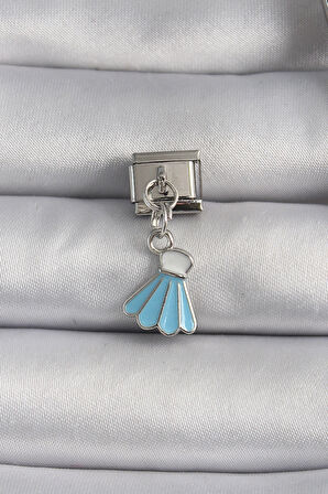 Dodes Dodes 316L Çelik Gümüş Renk Mavi Renk Sallantı Elbise Model Nomination Charm TG27BC1101