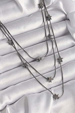 Dodes Pirinç Füme Renk 3'Lü Yıldız Model Kadın Kolye TG27BKO9623