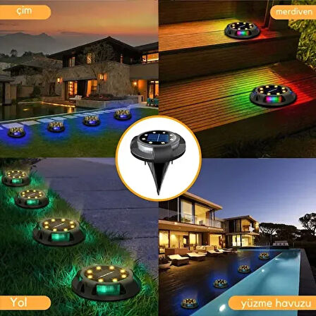Dodes 4'lü Solar Panelli Kazıklı RGB Zemin LED (Güneş Enerjili)