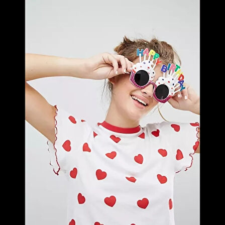 Dodes Happy Birthday Beyaz Fuşya Parti Gözlüğü