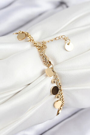 Dodes 316L Çelik Sıralı Pul Model Gold Renk Kadın Bileklik TG27BB7846