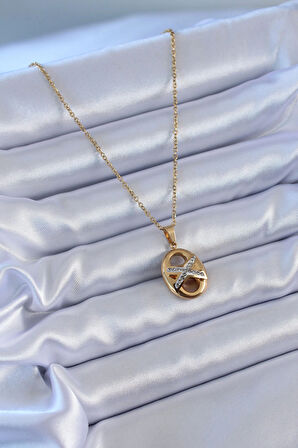 Dodes Dodes 316L Çelik Gold Renk Zirkon Taşlı Kadın Kolye TG27BKO7635
