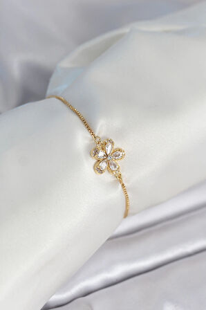 Dodes Dodes Çiçek Model Asansörlü Gold Renk Kadın Bileklik TG27BB8011